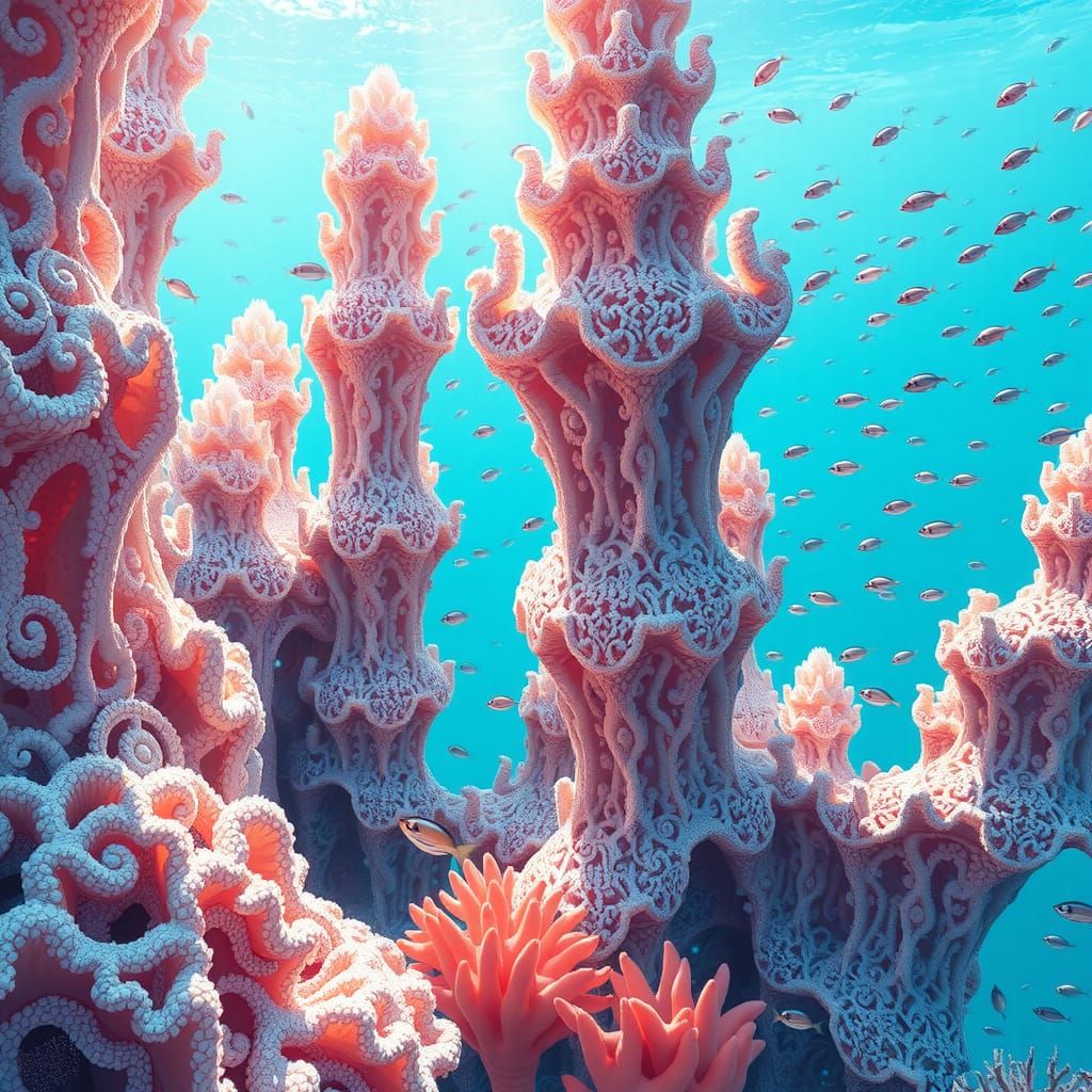 Radiant Coral Palaces Emerge from Turquoise Depths