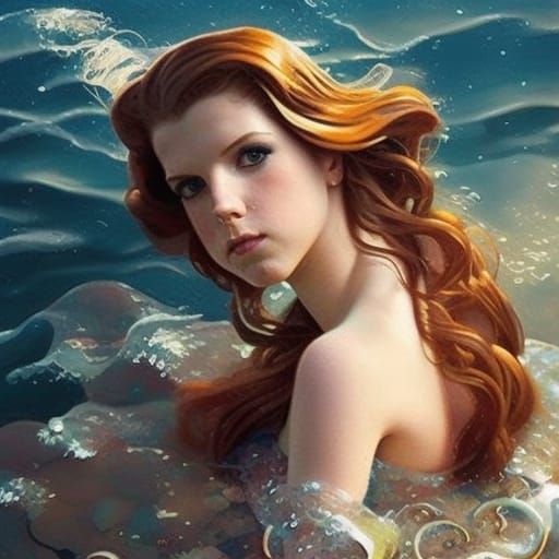 Anna Kendrick as Mermaid in Rockwell Style