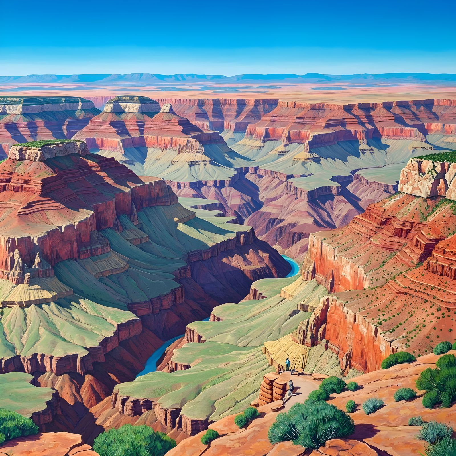 Grand Canyon Landscape Painting in David Hockney Style