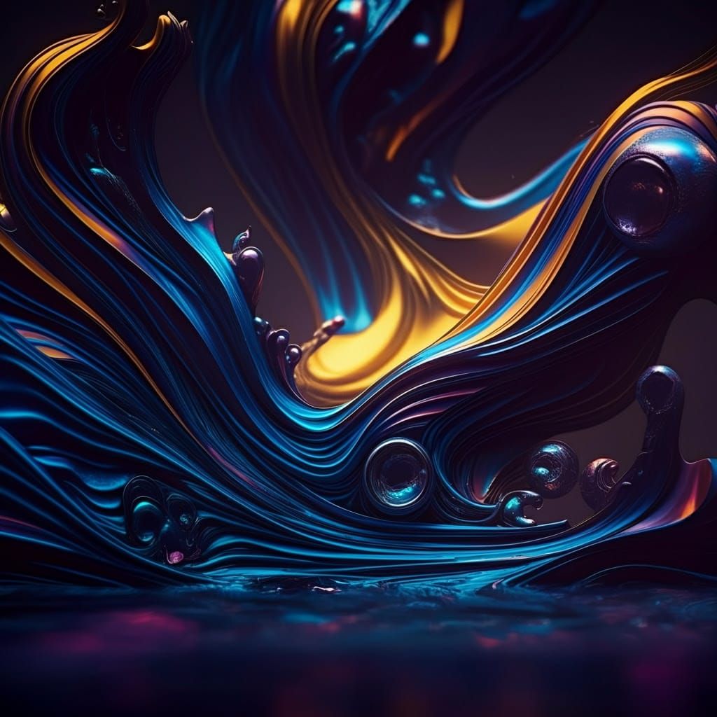 Surreal Fantasy River in Deep Blues and Purples, Concept Art