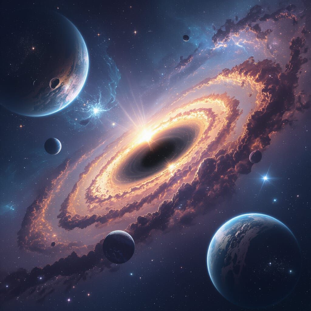 Realistic Galaxy Ebook Cover with Black Hole