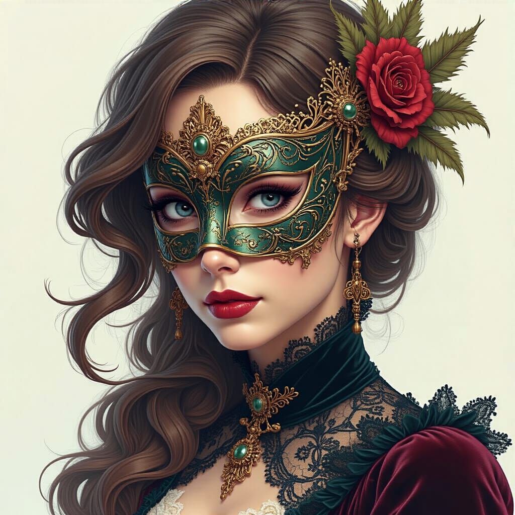 Superhero Costume Sketch with Masquerade Mask