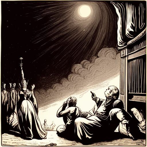 A Dreamlike Circus Scene Drifts in the Sky