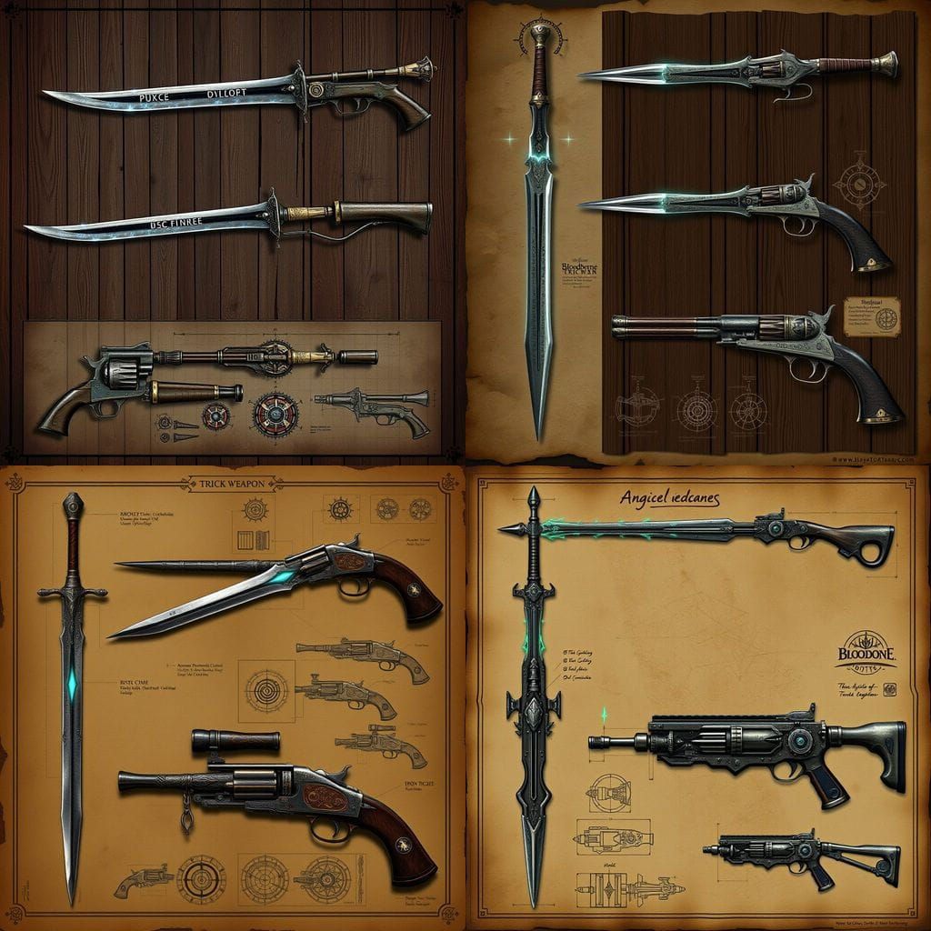 Arcane Trick Weapon Concept Art in Gothic Style