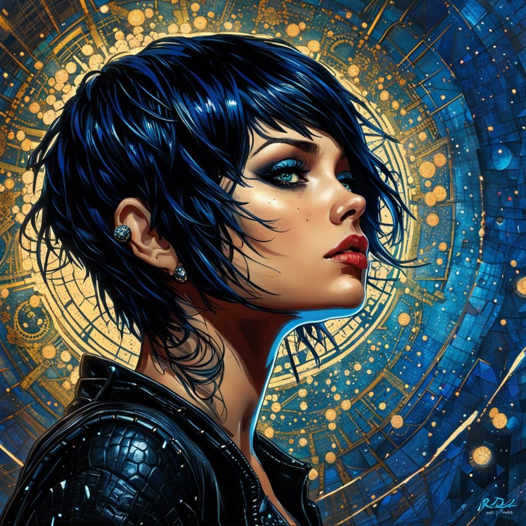 Photorealistic Goth Girl in Bioluminescent Darkness