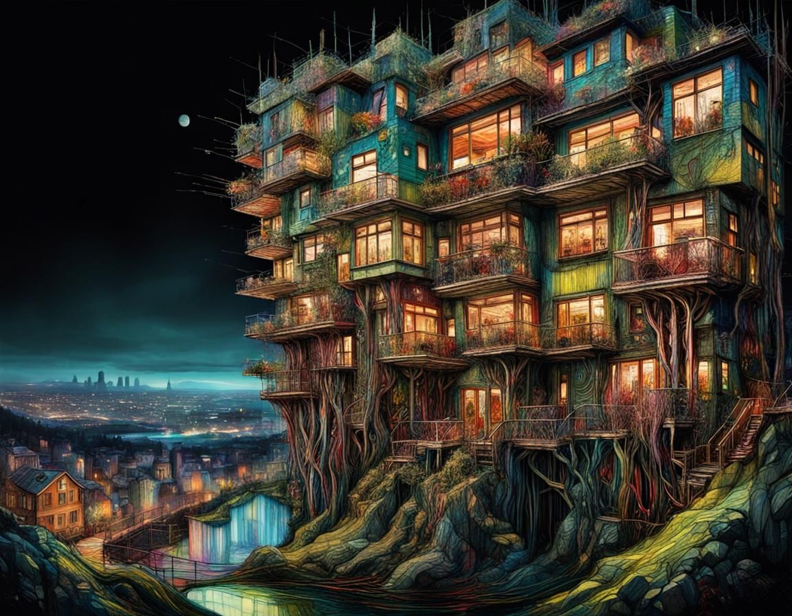 Surreal Landscapes in Whimsical, Intricately Detailed Style