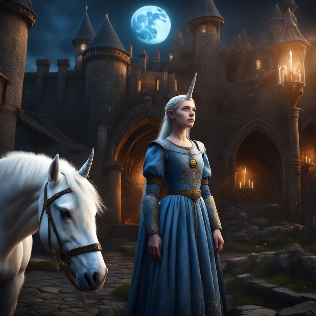 Medieval Princess Enchanted by Moonlight