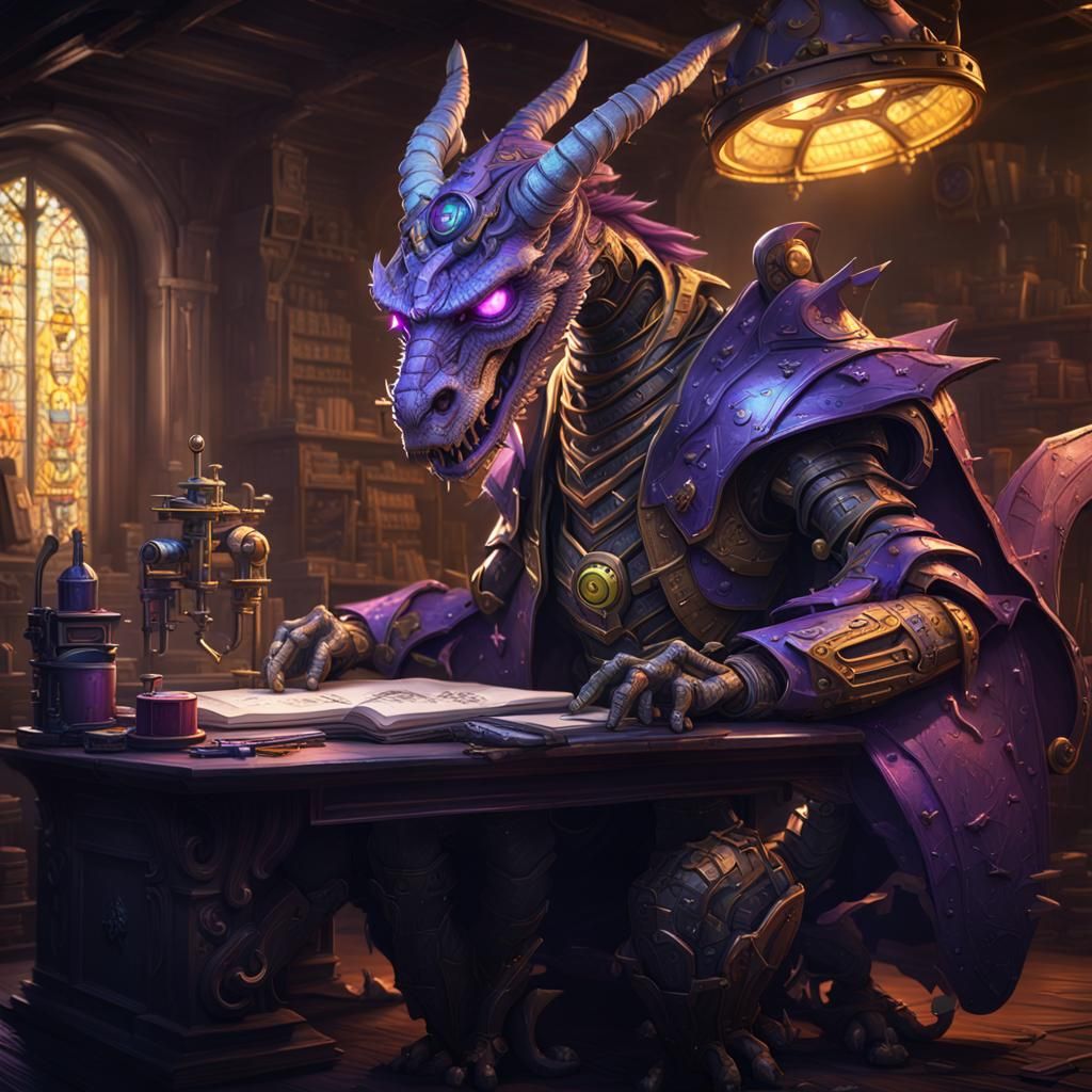 Magnificent Mechanical Dragon in Wizard's Regalia