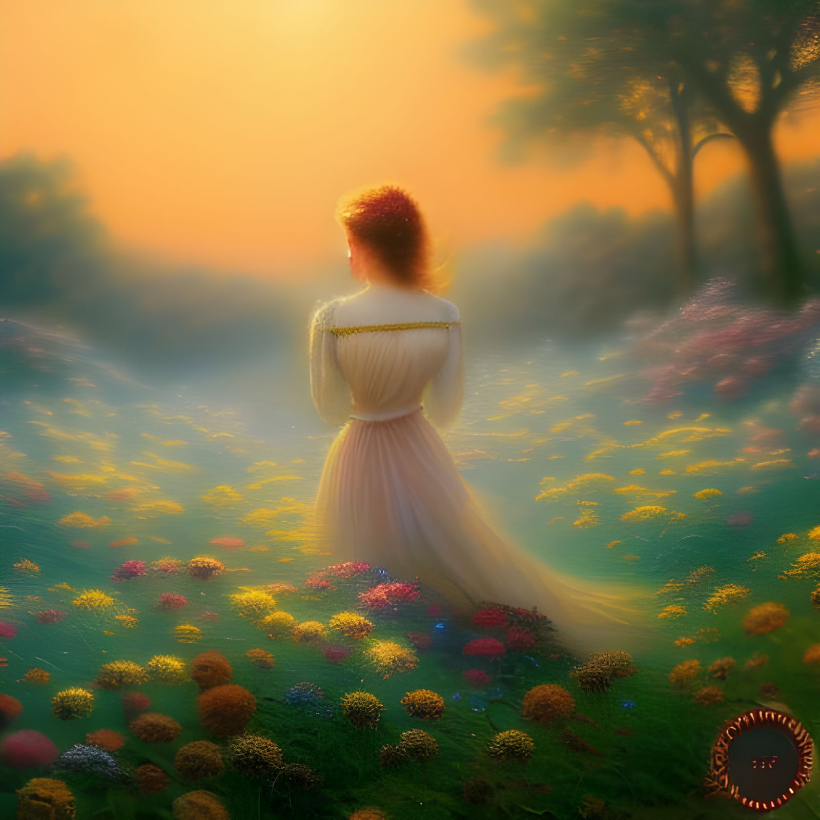 A Gentlewoman's Whimsical Afternoon in a Floral Meadow