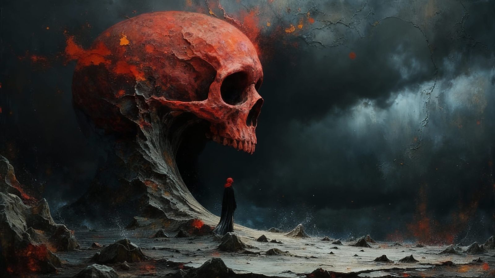 Demon Screaming in Dreamlike Darkness as Dark Oil Painting