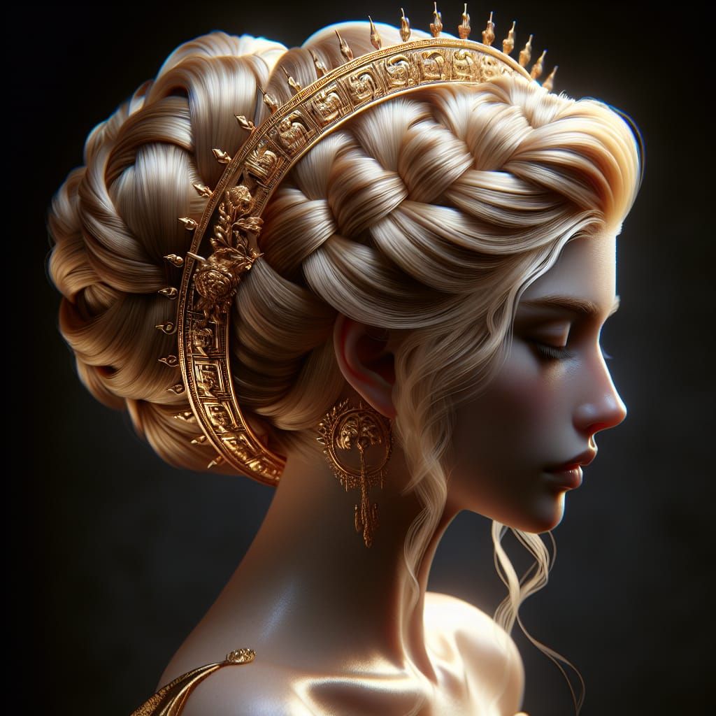 Regal Golden Goddess with Blonde Braids and Greek-Inspired C...