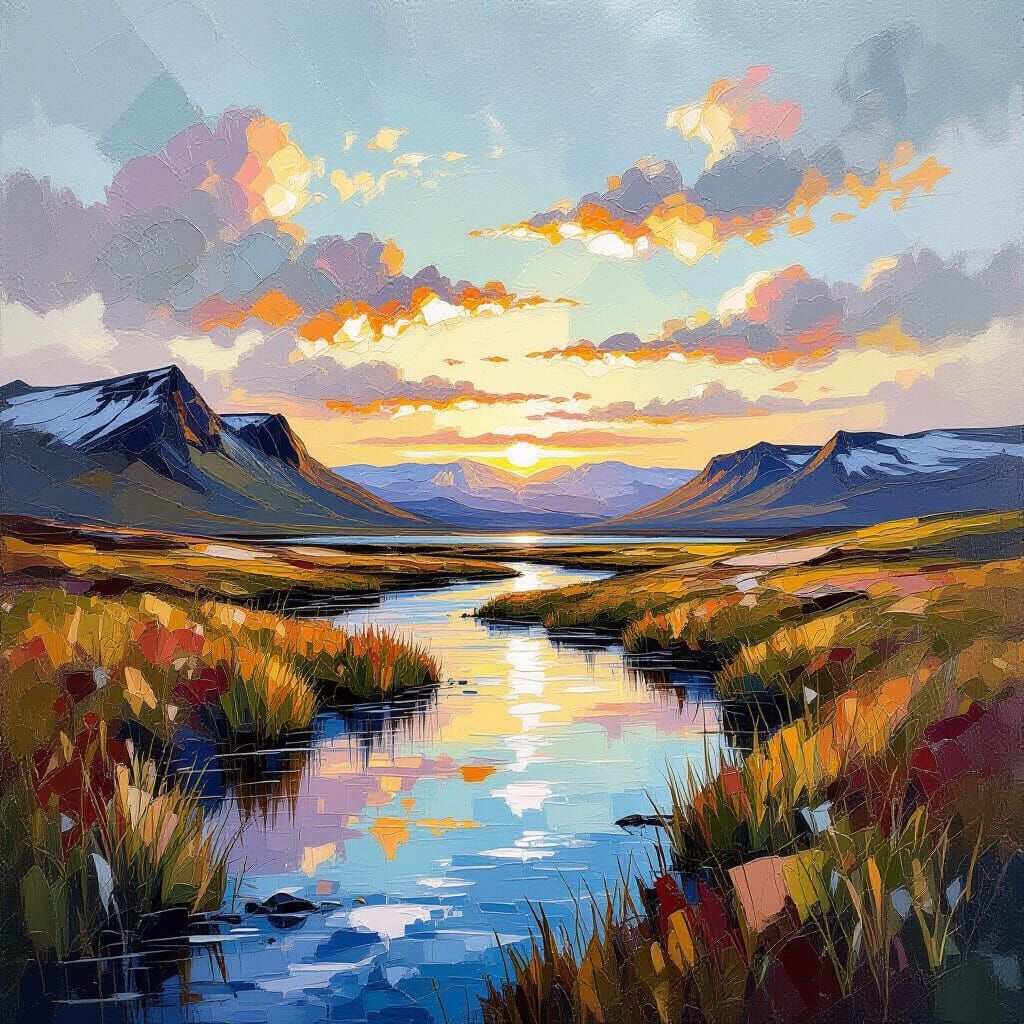 Kirkjubæjarklaustur Iceland Impasto Landscape Painting