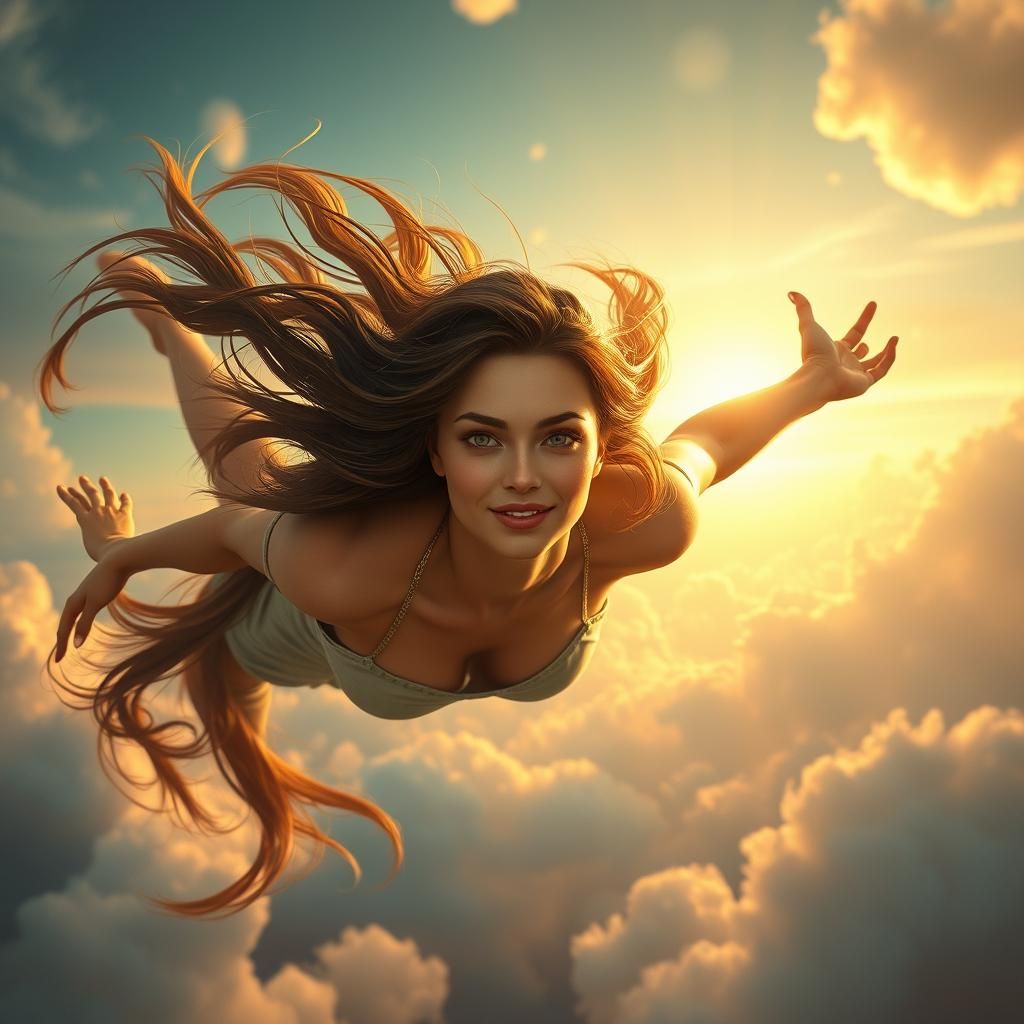 Serene Goddess in Ethereal Flight