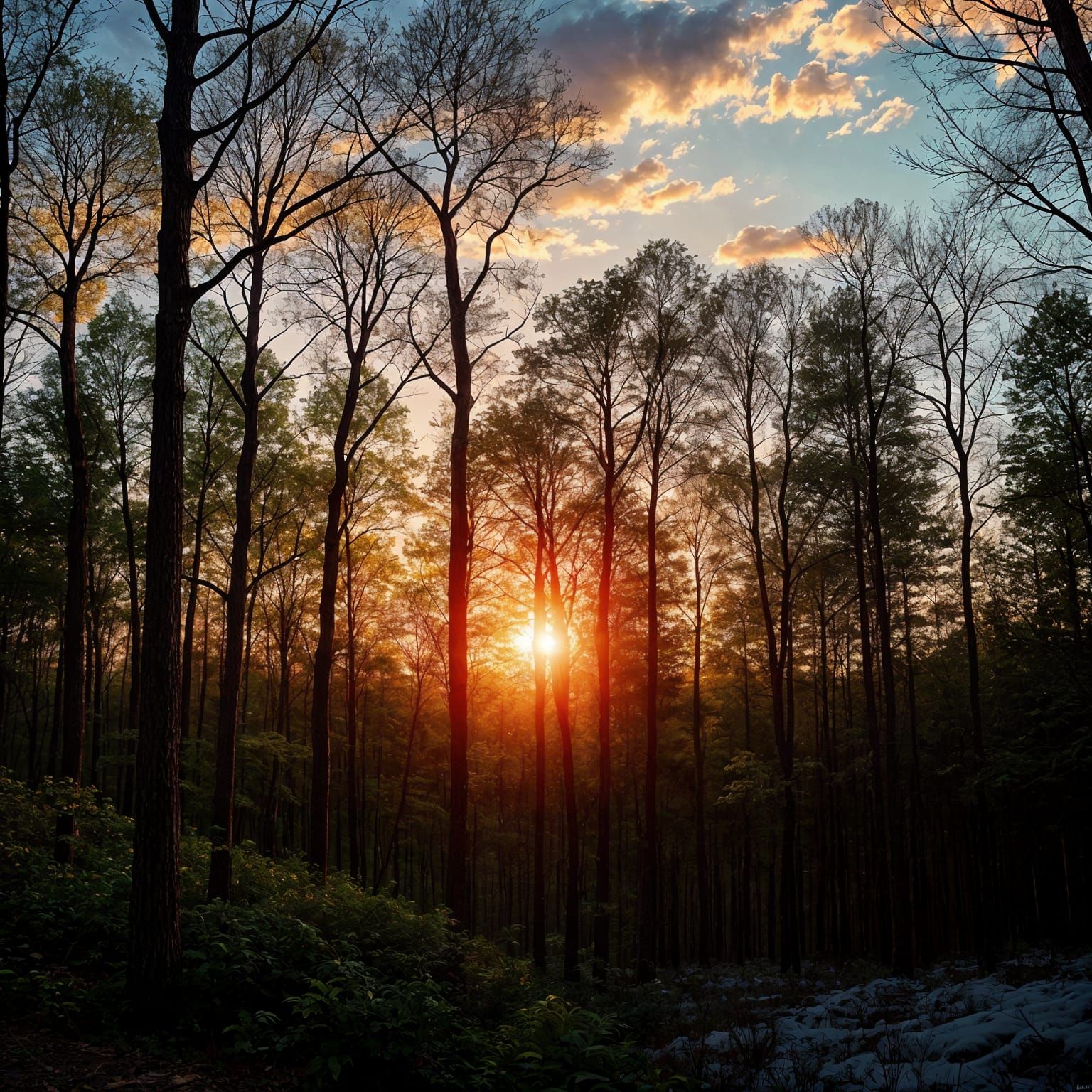 Forest sunset