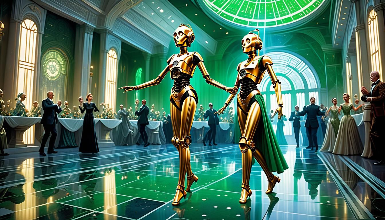 Cyberpunk Robots Dance Amidst Intergalactic Royalty in a Cel...