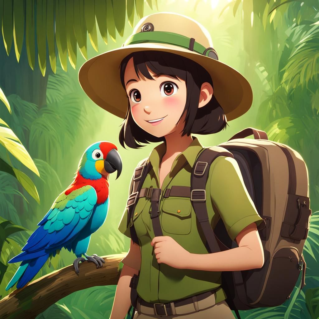 Adorable Jungle Explorer in Vibrant 3D Style