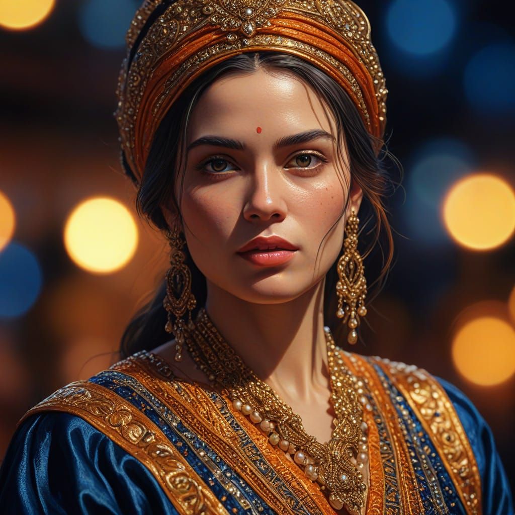 Intricate Woman in Hyperrealistic Oil Painting