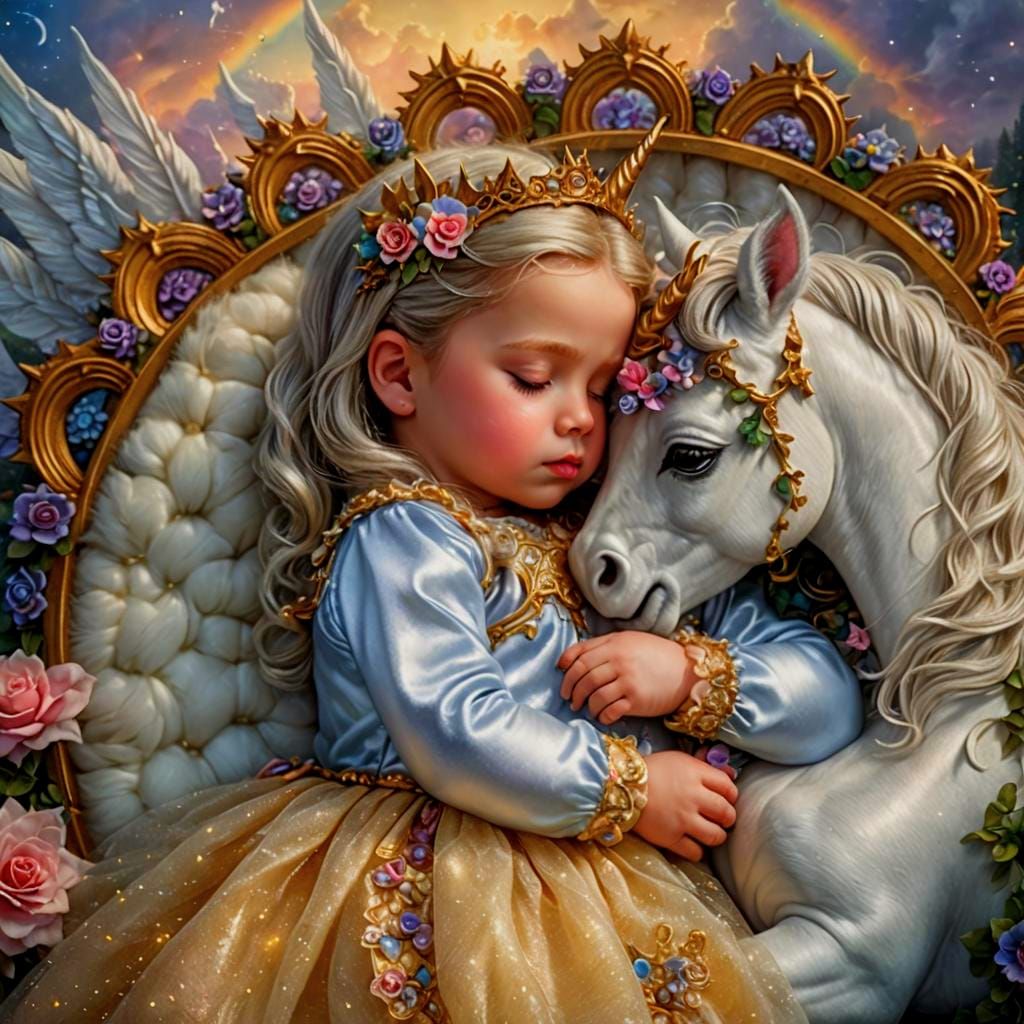Ethereal Fantasy Princess with Unicorn in Dreamy Hyperrealis...