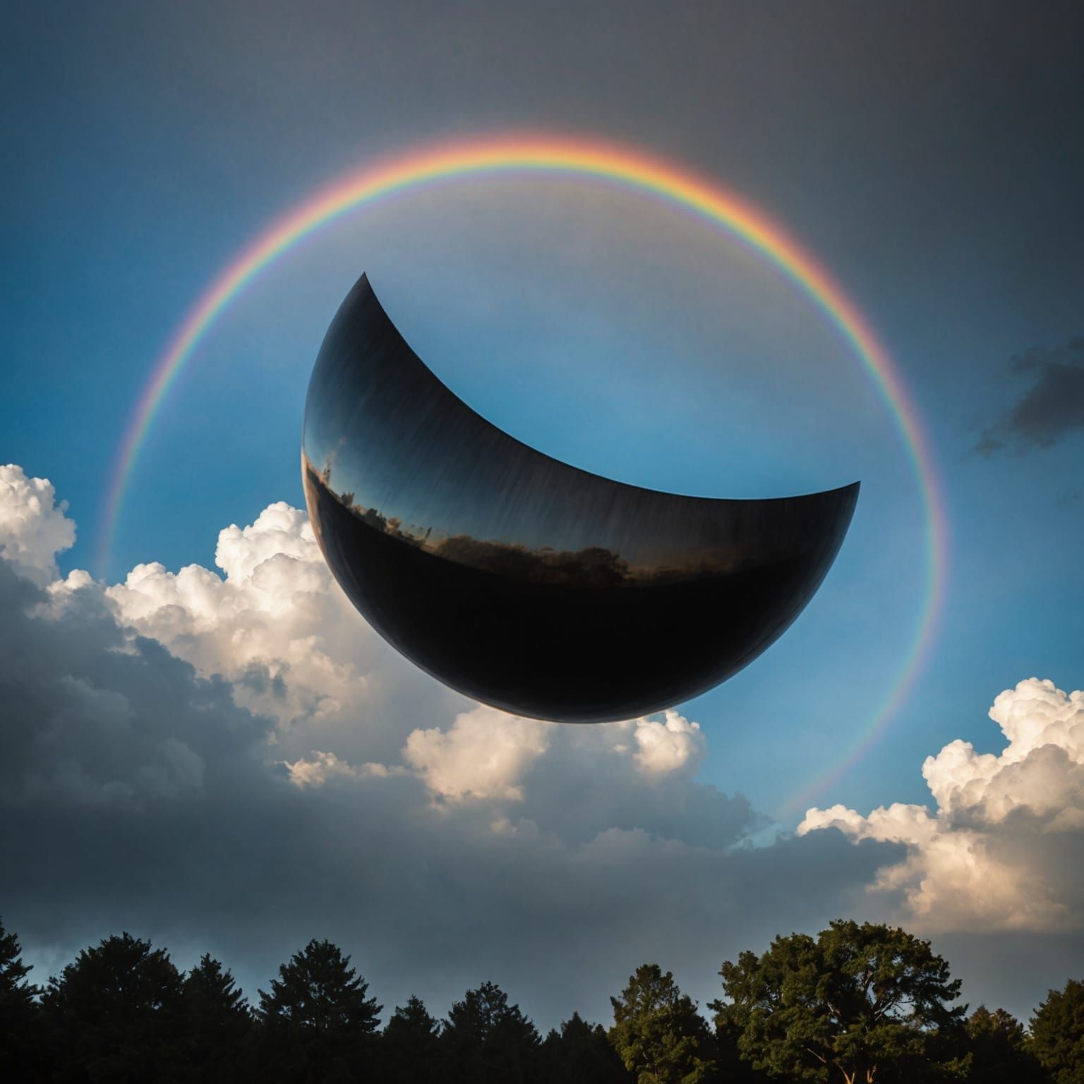 Hyperrealistic Black Metal Orb Erupts with Oily Rainbow Ener...
