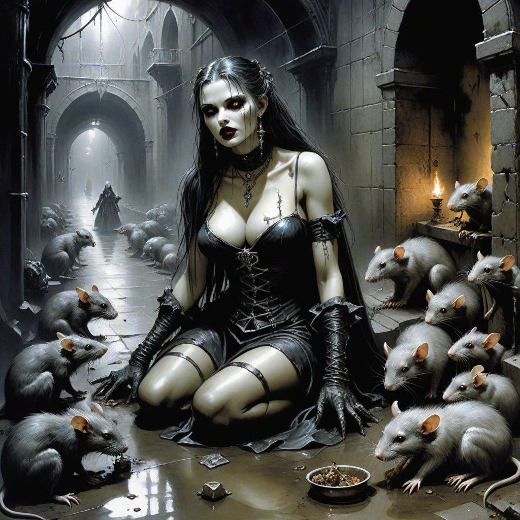 Mysterious Vampire Rats Summoned in Dark Gothic Sewer Scene