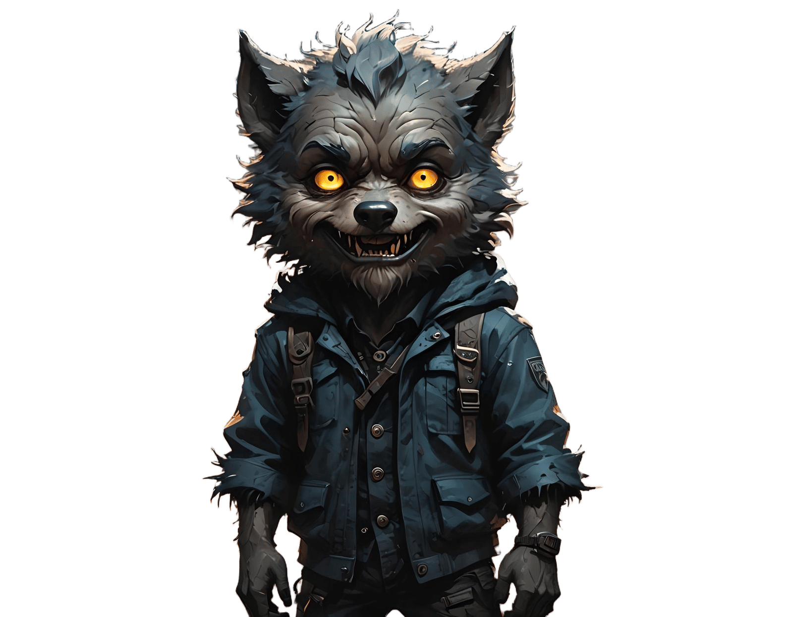 Adorable Chibi Wolfman in a Dark Ethereal Graveyard