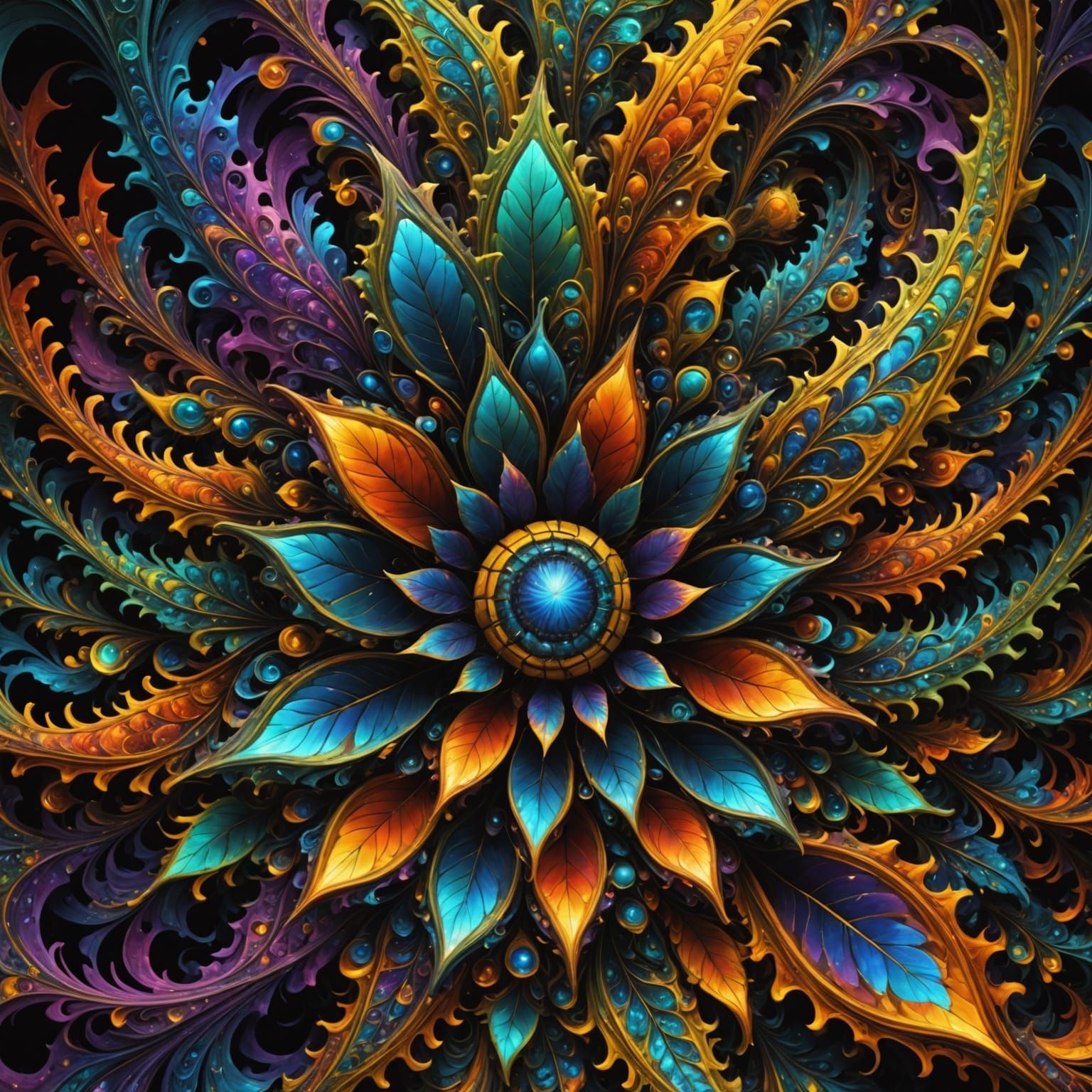 Psychedelic Surrealist Face Portrait in Deep Cinematic Color...