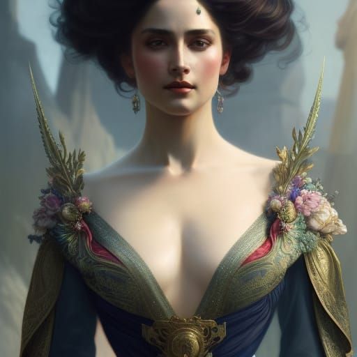Woman in Silk Gown: A Detailed Fantasy Portrait