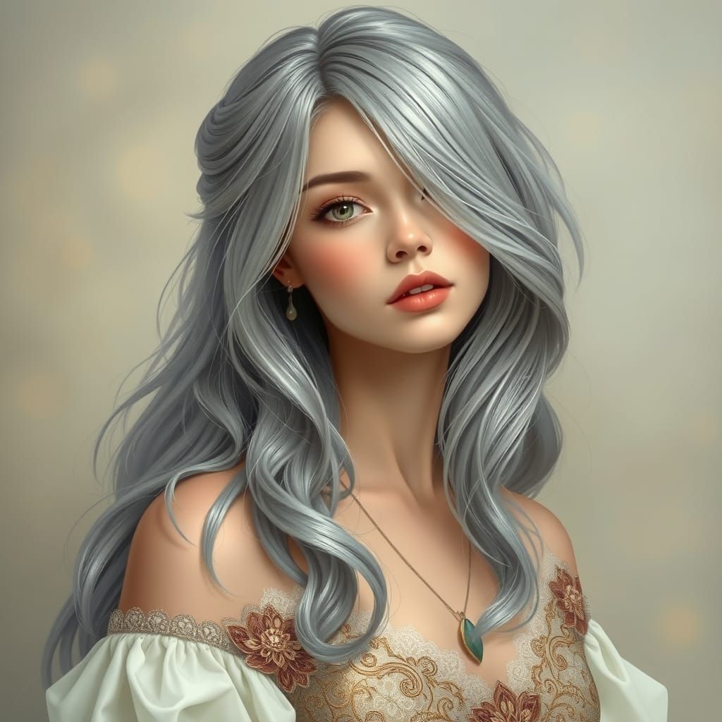 Elegant Woman in Art Nouveau Style