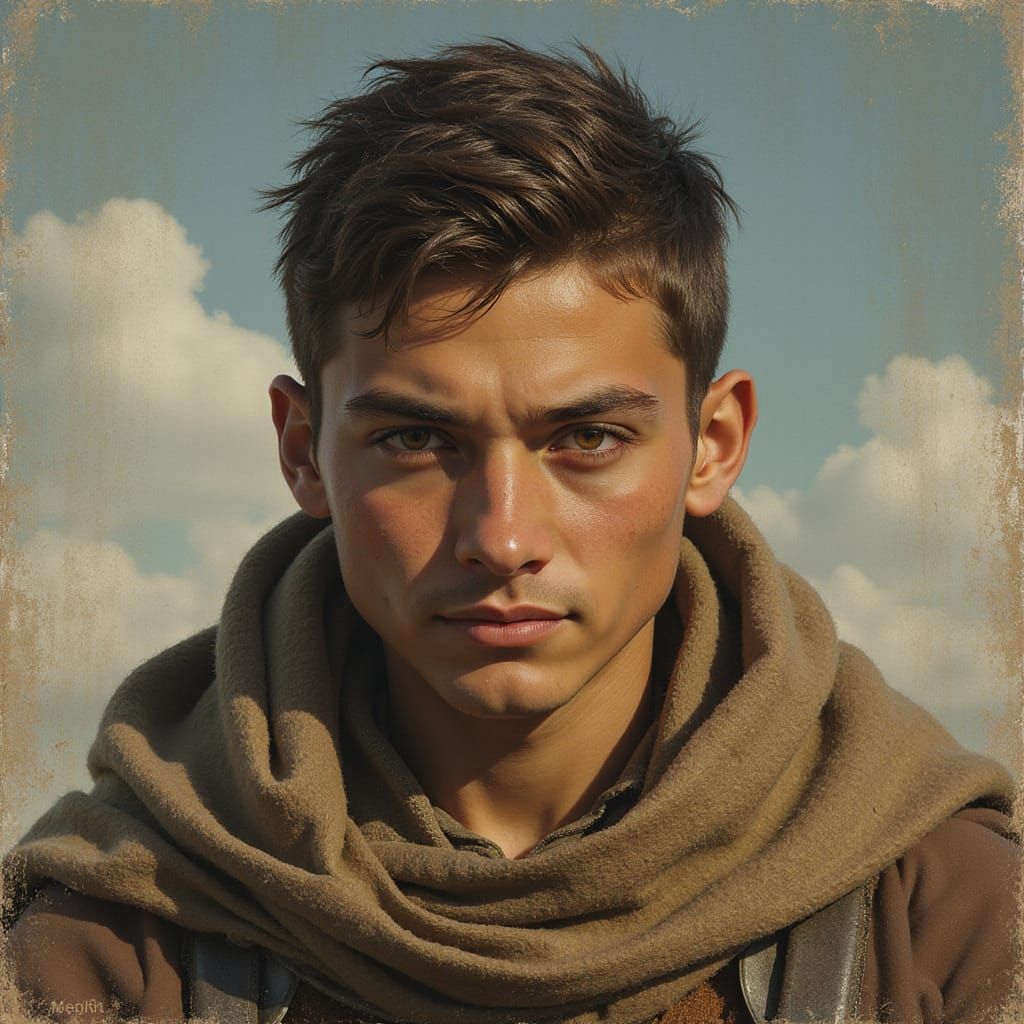 Courageous Young Man Portrait in Dramatic Lighting