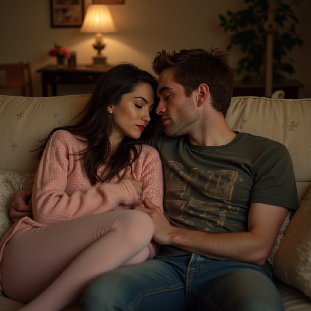 Intimate Portrait of a Couple in Photorealistic Style