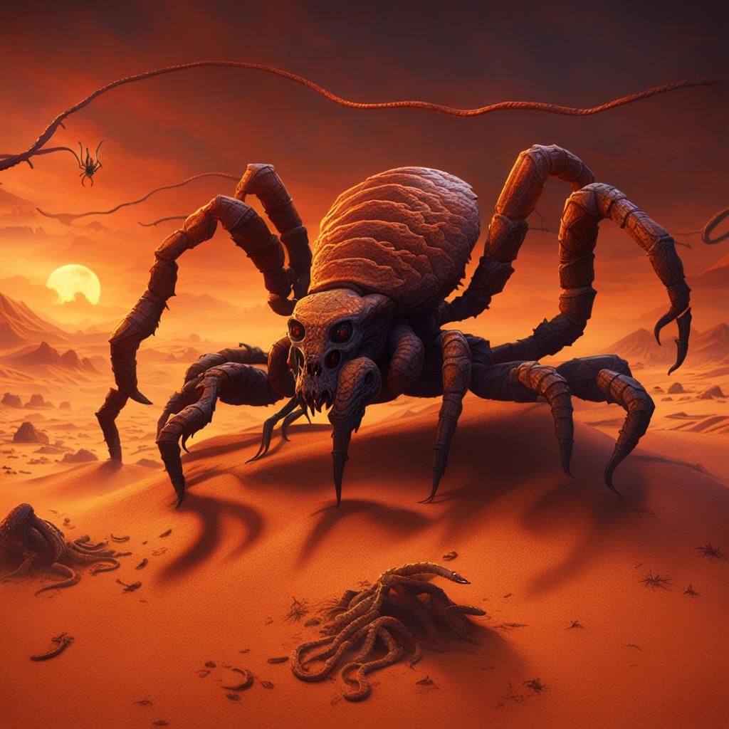 Sinister Desert Horror in Vibrant Orange Hues