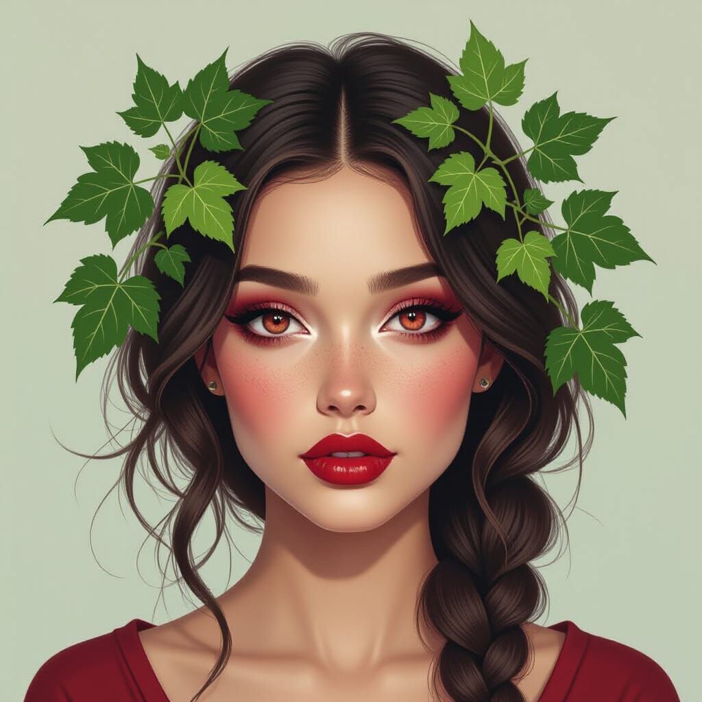 Surreal Vine Woman Portrait in Rothko-Garcia-Jones Style