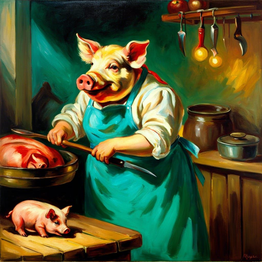 Dramatic Horror Scene in a Scenic Oil Painting Style