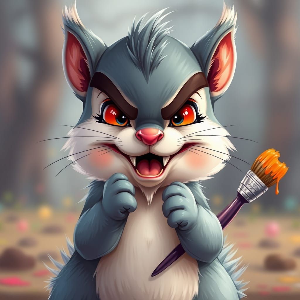 Mischievous Chibi Squirrel with an Evil Smile