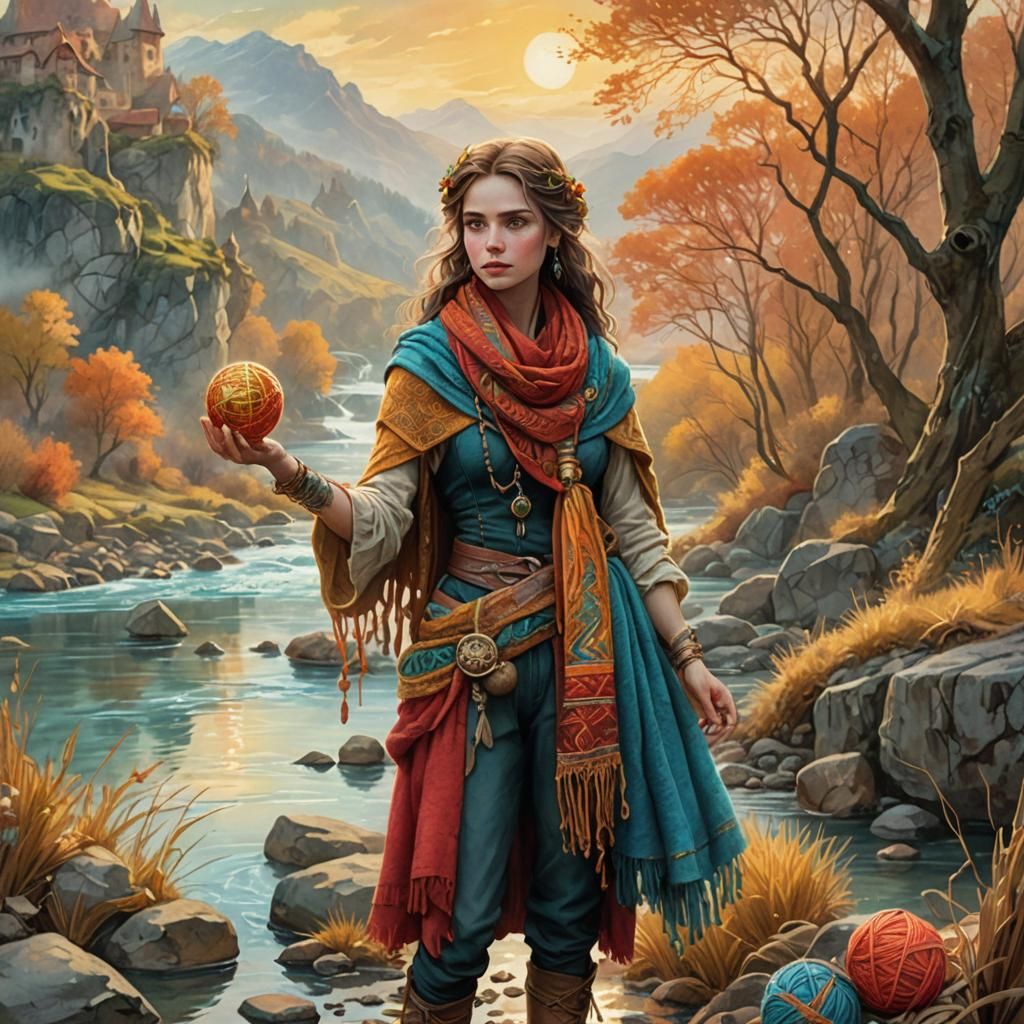 Enchanted Riverbank Scene in Whimsical Fantasy Style