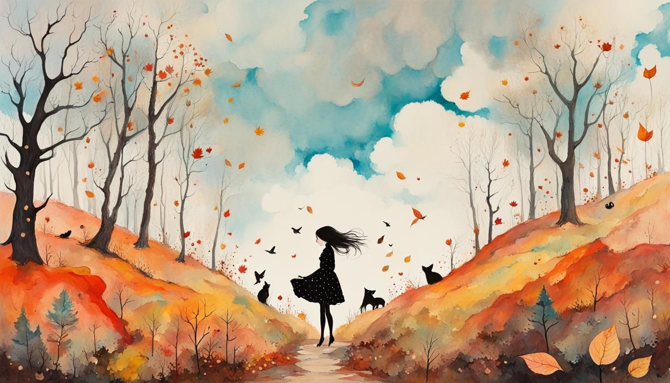 Enchanted Forest Scene in Whimsical Watercolor