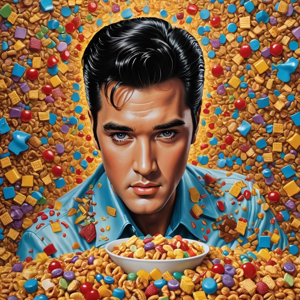 Elvis Presley in Vibrant Cereal Box Art