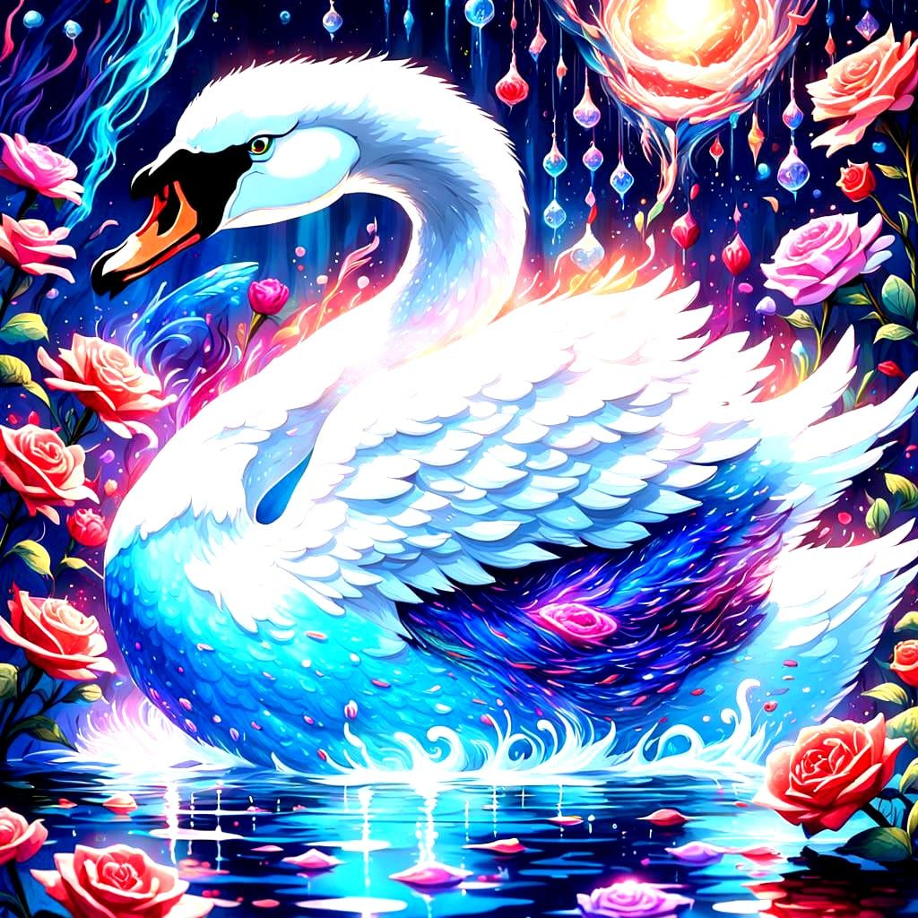 Surreal Swan in Enchanted Aquatic Realm