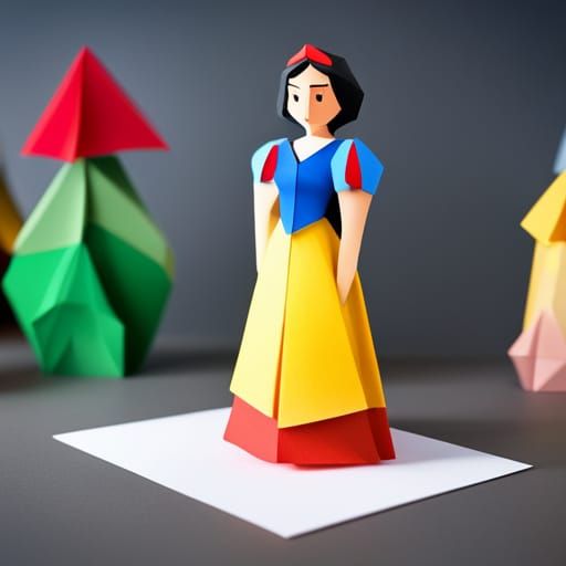 Snow White and Dwarfs as Origami Papercraft
