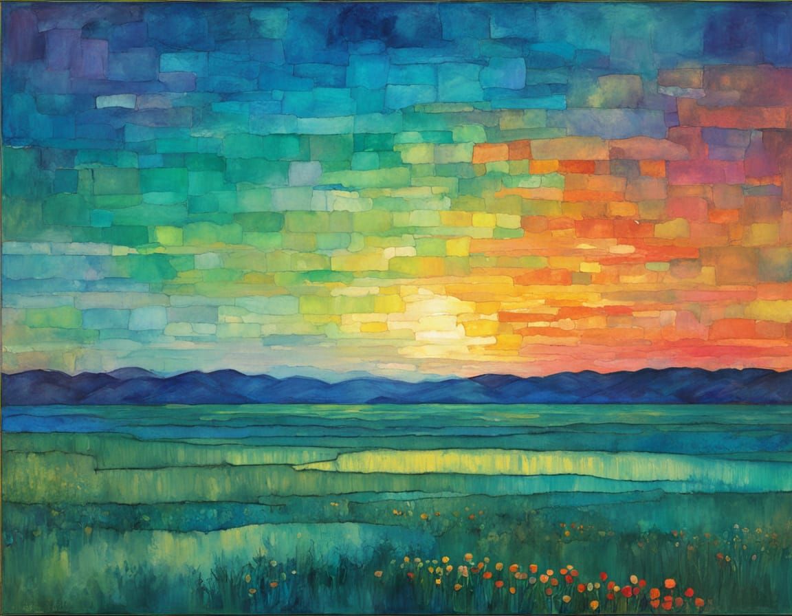 Vibrant Iridescent Twilight Sky in Opalescent Hues