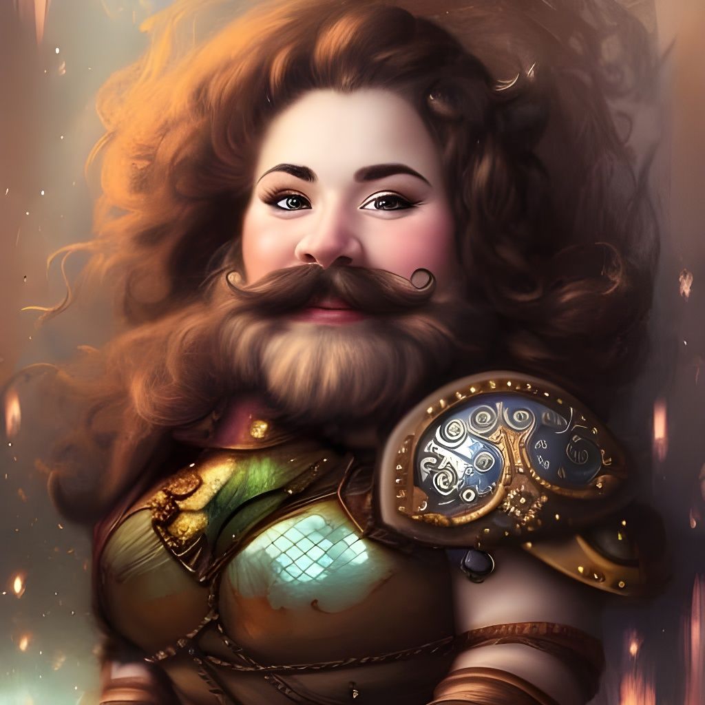 Dagna, dwarven warrior with fabulous mustache