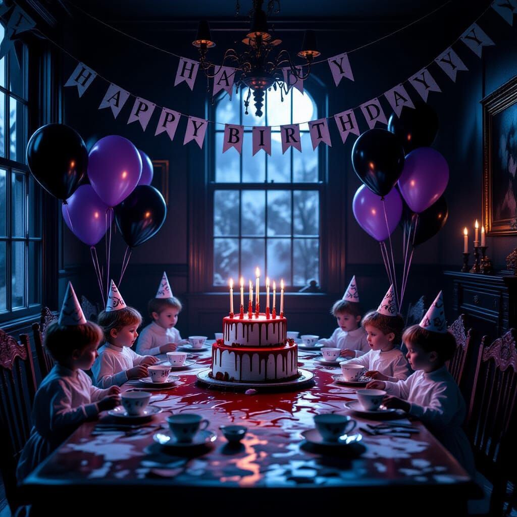 Spooky Victorian Birthday Party Scene