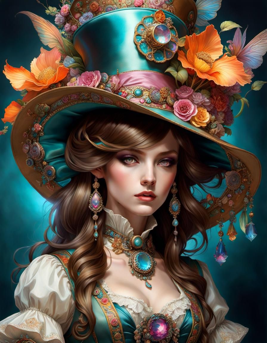 Ethereal Victorian Steampunk Hat in Iridescent Colors