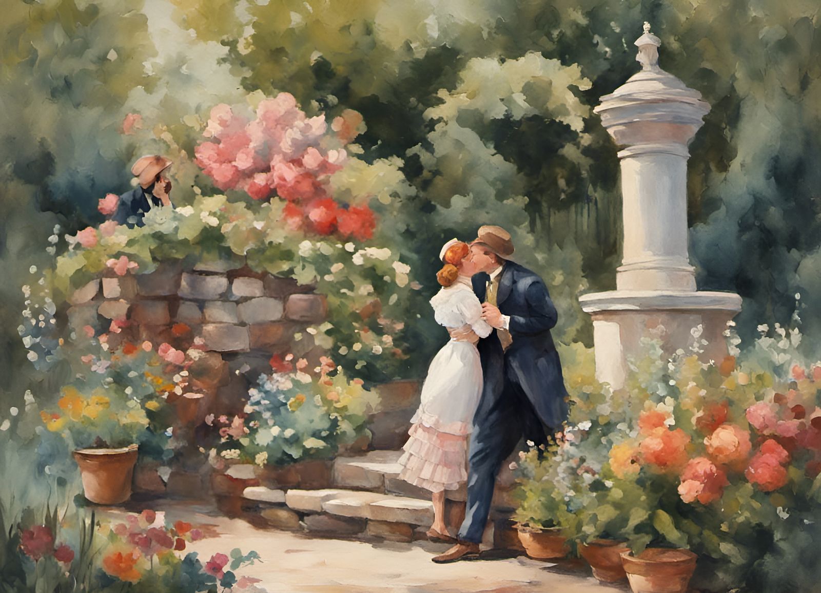 Impressionist Masterpiece of a Victorian Era Flower Garden