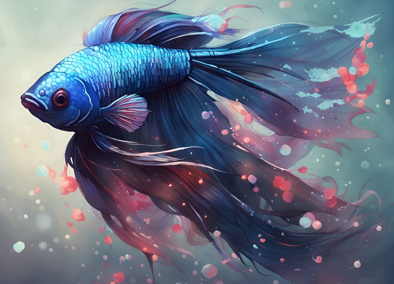 Ethereal Betta Fish in Hyperdetailed Fantasy Art