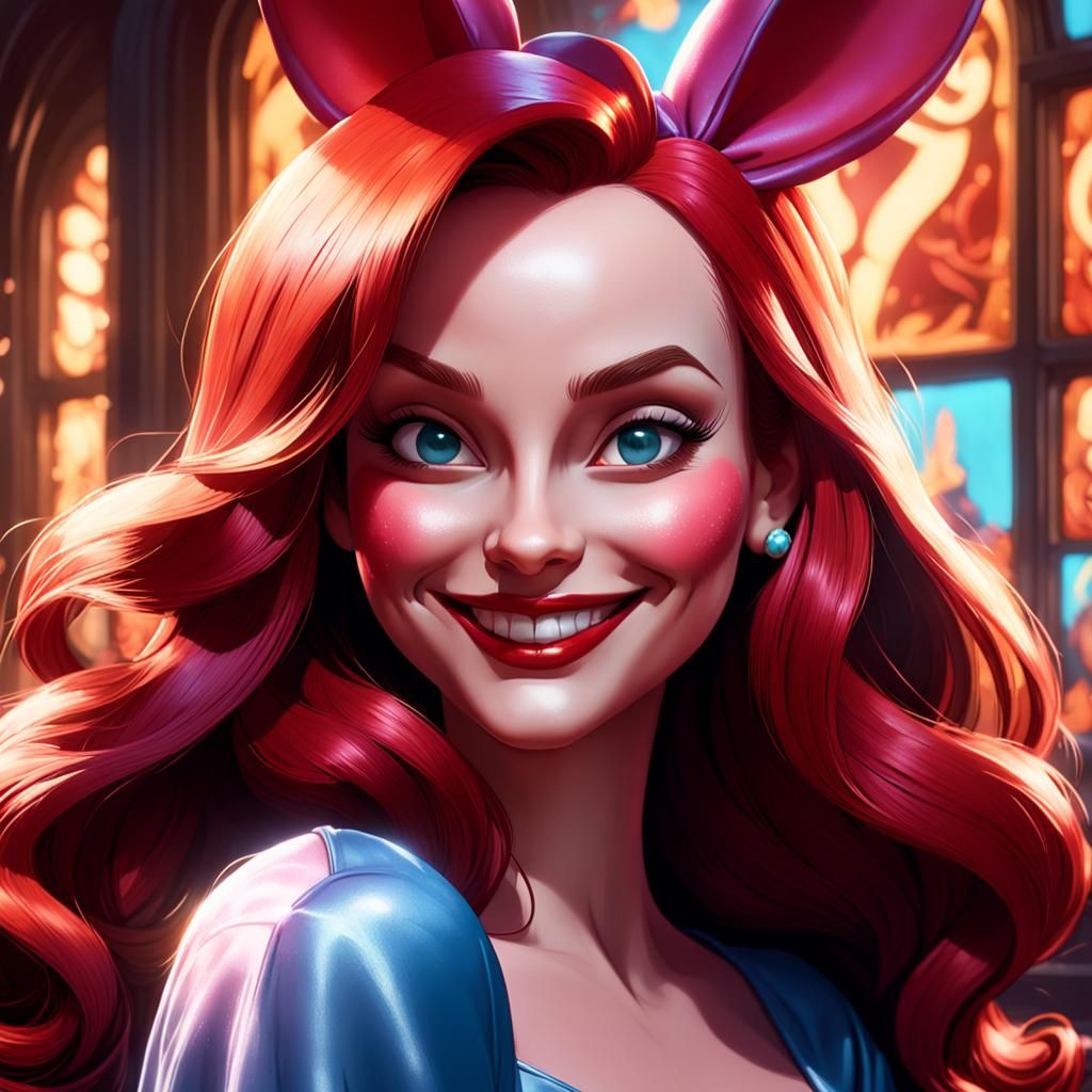 Glamorous 8K Portrait of Jessica Rabbit with Soft Smile