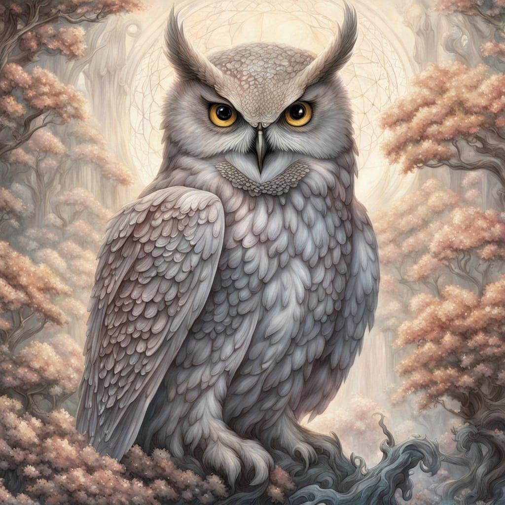 Majestic Owl Carries Petite Fairy Under Ethereal Moonlight