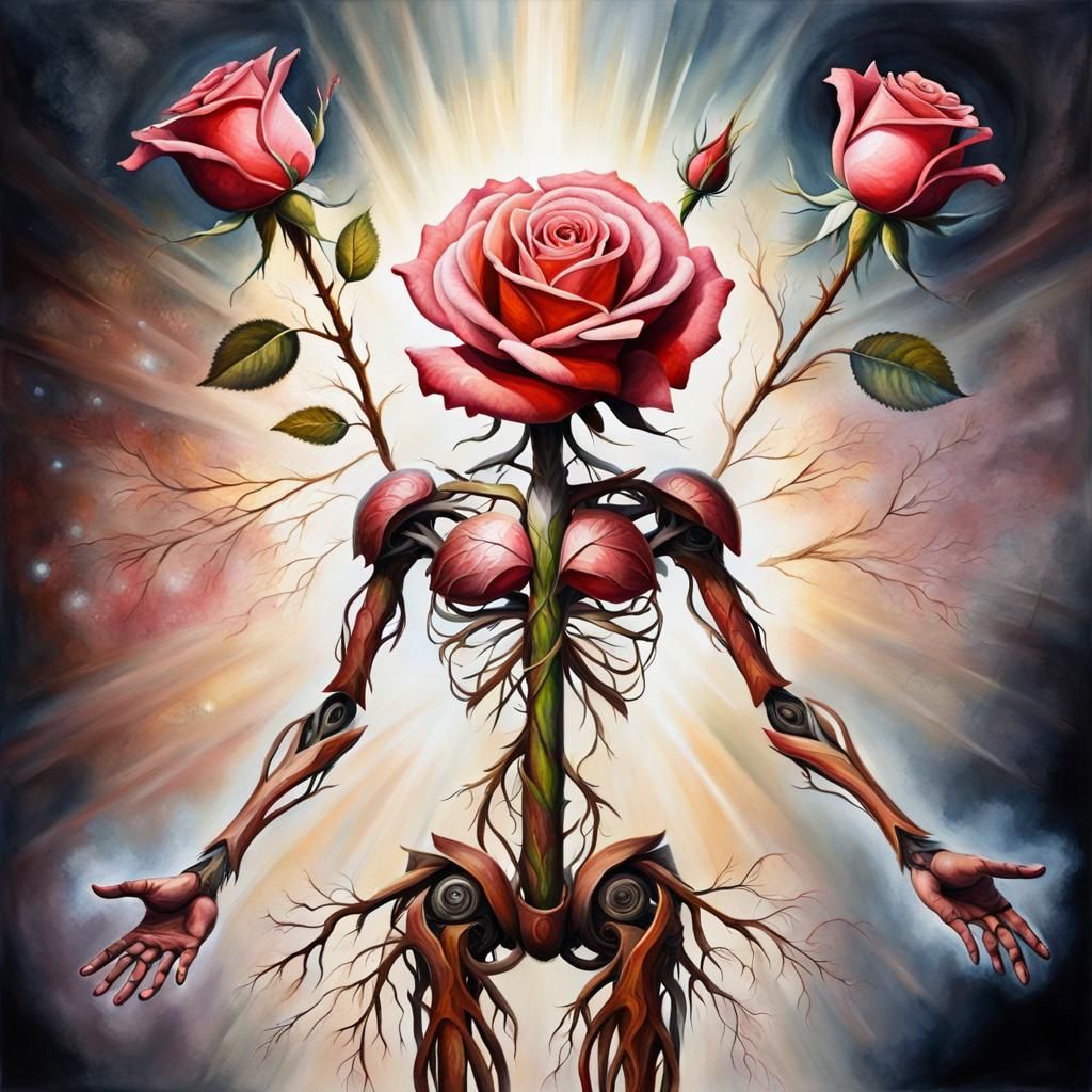 Magical Rose Casts Powerful Spells in High Contrast Oil Pain...