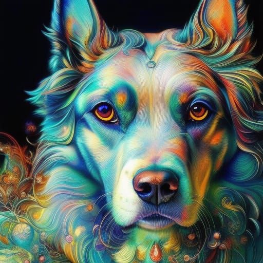 Elegant Dog Portrait in Cyberpunk Style