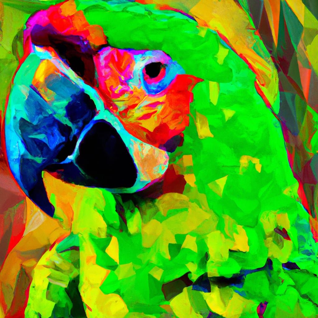 Geometric Parrot Portrait with Vibrant Colors and Realistic...